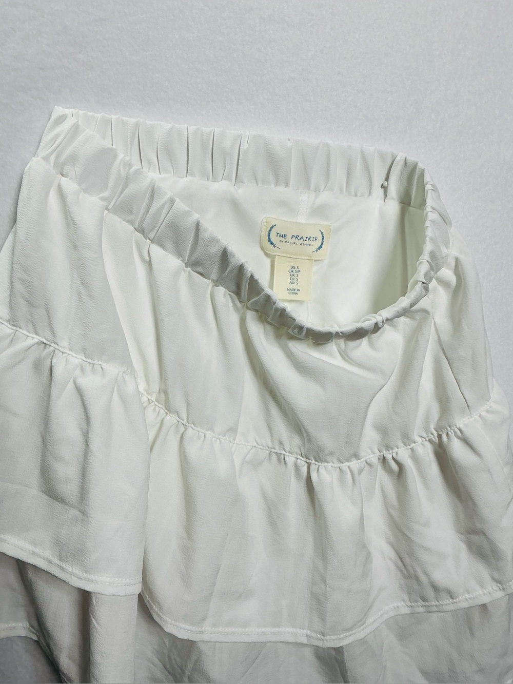 #The Prairie by Rachel Ashwell White Tiered Ruffle Mini Skirt - Size S - Picture 6 of 7